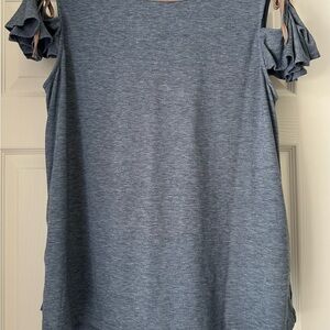 Kori Blue Gray Flutter Sleeve T-Shirt